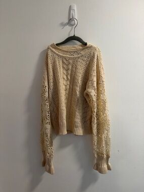 Open-Knit Cream Women's Sweater